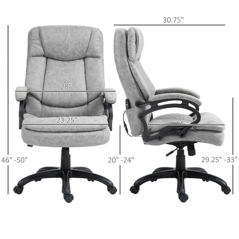 HOMCOM 6 Point Vibration Massage Office Chair with Heat, Microfibre Fabric Comfy Computer Desk Chair, Gray