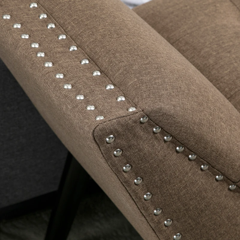 HOMCOM Modern Button Tufted Sitting Bench, Accent Fabric Upholstered Ottoman for Bedroom or Living Room, Brown