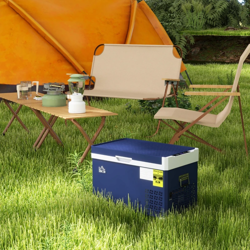 HOMCOM Dual Zone Car Fridge, 32 Quart Portable Fridge, 12/24V DC and 100V-240V AC, for Campervan RV Boat Travel Use, -4℉-68℉