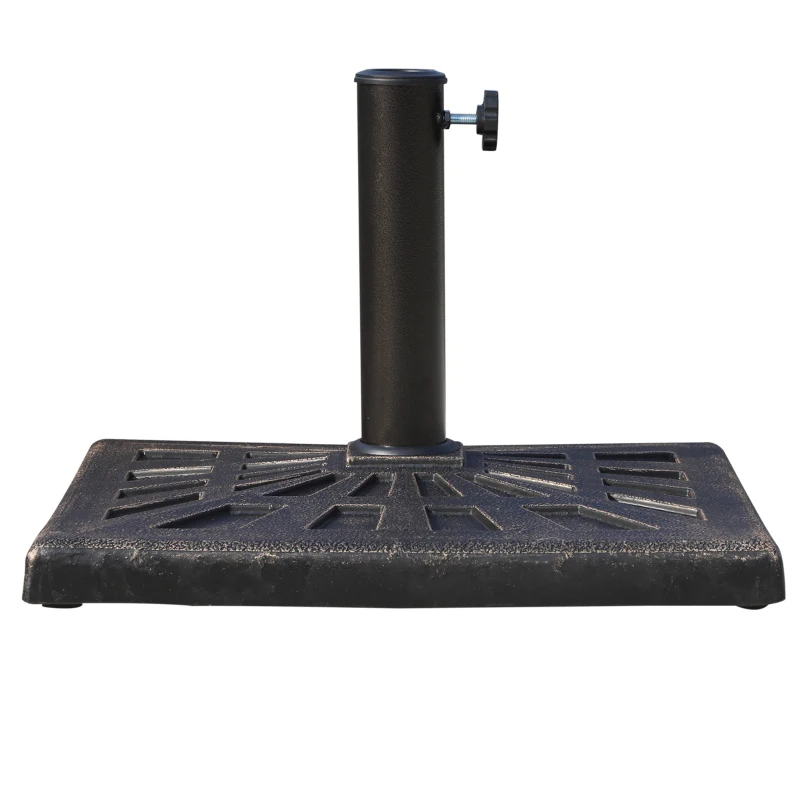 Outsunny 18.5" Square Patio Umbrella Base, Outdoor Resin Parasol Stand Market Umbrella Holder Deck - Bronze
