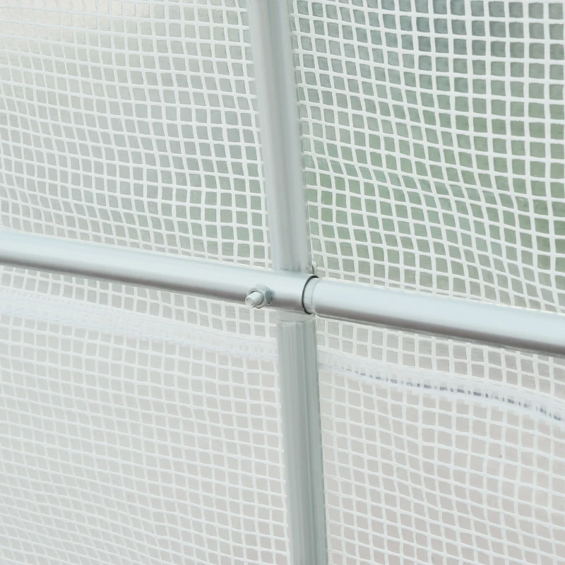 Outsunny 14.6' x 6.6' x 6.6' Walk-In Tunnel Greenhouse, Large Garden Hot House Kit with 6 Roll-up Windows & Roll Up Door, Steel Frame, White