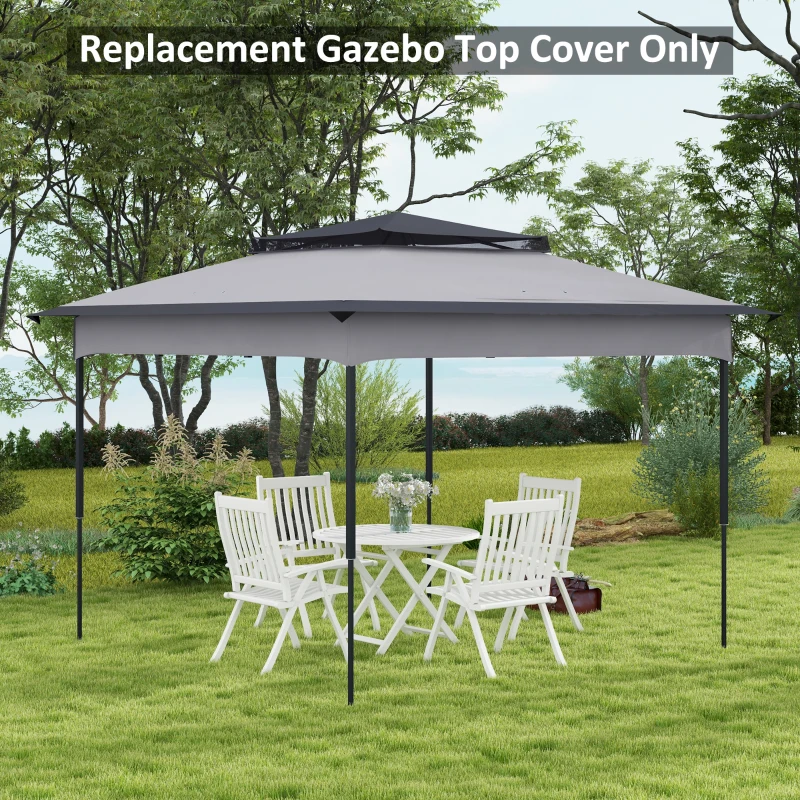 Outsunny 11' x 11' Replacement Canopy Top for Pop Up Canopy Tent, 2-Tier Canopy Cover, 30+ UV Protection, Gray