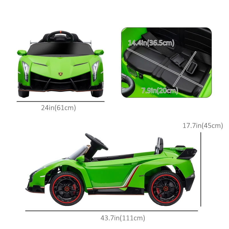 Aosom 12V Electric Ride on Car with Butterfly Doors, 4.3Mph Kids Ride-on Toy for Boys and Girls with Remote Control, Horn Honking, Music, Lights, Green