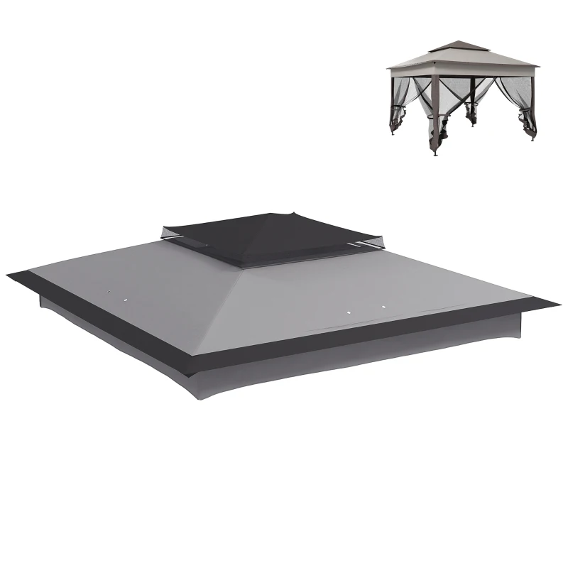 Outsunny 11' x 11' Replacement Canopy Top for Pop Up Canopy Tent, 2-Tier Canopy Cover, 30+ UV Protection, Gray