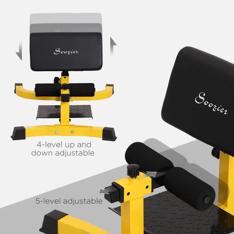 Soozier Multifunction Adjustable Squat Machine Deep Sissy Squat Leg Exerciser Push Up Ab Strength Training Home Gym Workout