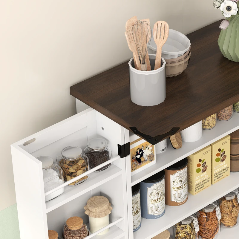 HOMCOM 47" Kitchen Pantry Storage Cabinet, Farmhouse Kitchen Pantry Cabinet with Adjustable Shelves and Door Shelves, White