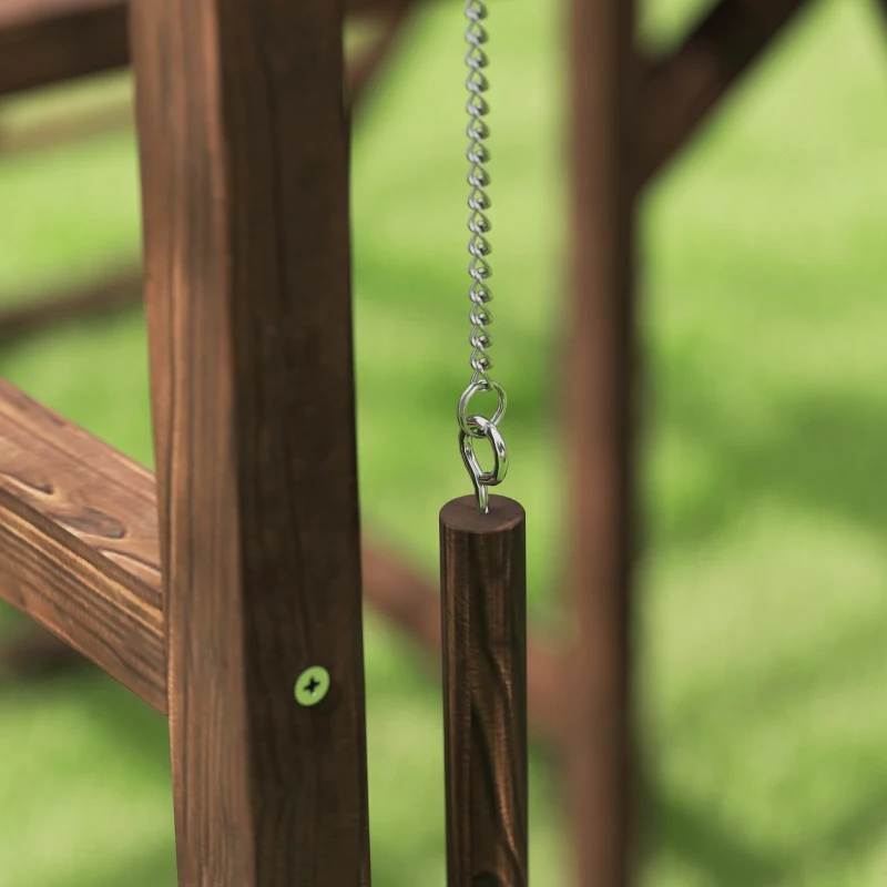 PawHut Chicken Activity Play Set with Multiple Chicken Perches, Swing, Ladder, Platform for 3-4 Chickens, Coffee