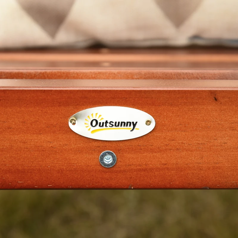 Outsunny 2 Seater Wooden Outdoor Patio Porch Swing with Stand, Wide Backrest, Adjustable Chains, for Garden, Poolside, Backyard