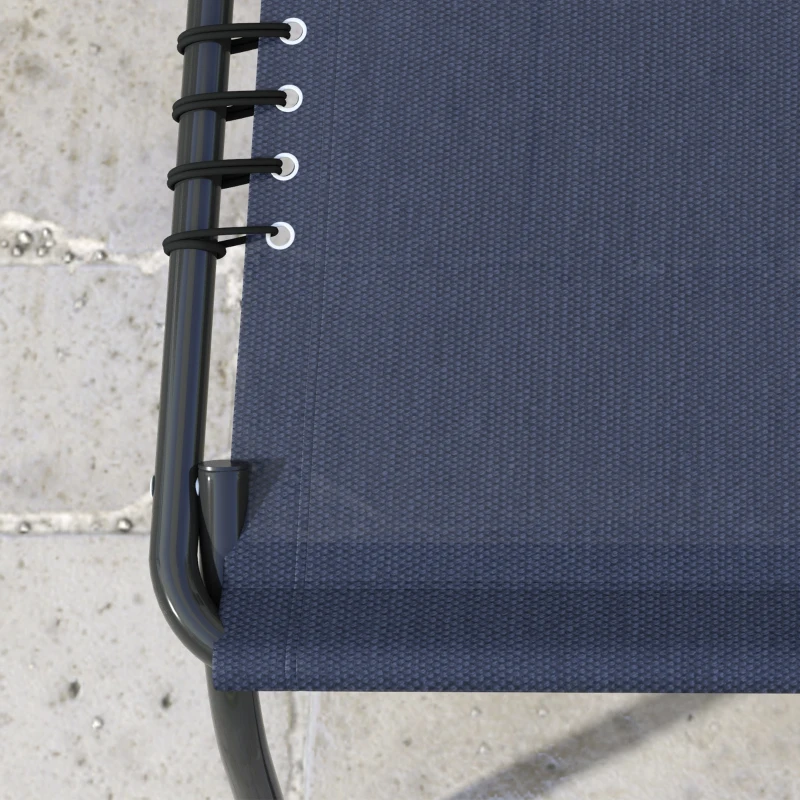 Outsunny Folding Chaise Lounge Pool Chair with 4-Position Reclining Back, Pillow, Breathable Mesh & Bungee Seat, Dark Blue