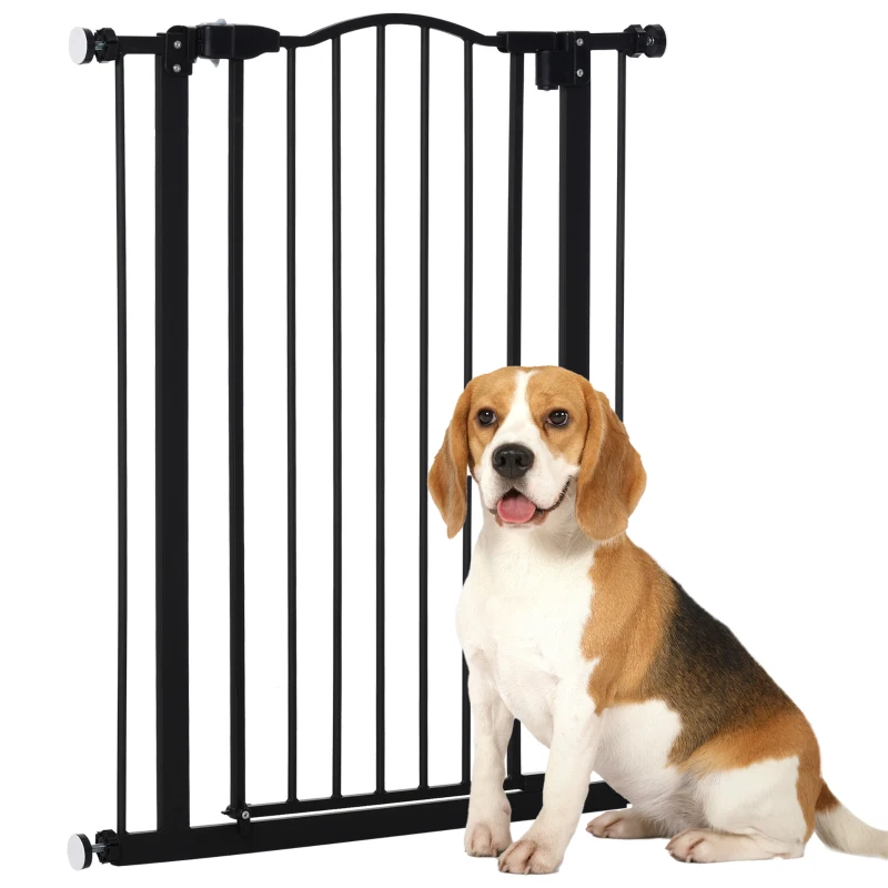 PawHut Extra Tall Dog Gate with Door, Pressure Fit, Auto Close, Double Locking for Doorways Hallways Stairs, 29"-32", Black