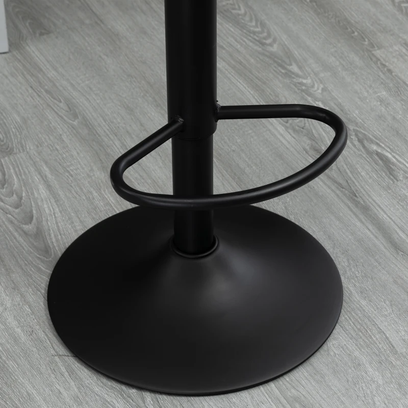 HOMCOM Adjustable Bar Stools Set of 2, Swivel Counter Height Barstools, Leathaire Upholstered Kitchen Island Stools with Back, Footrest and Steel Base, Taupe Grey