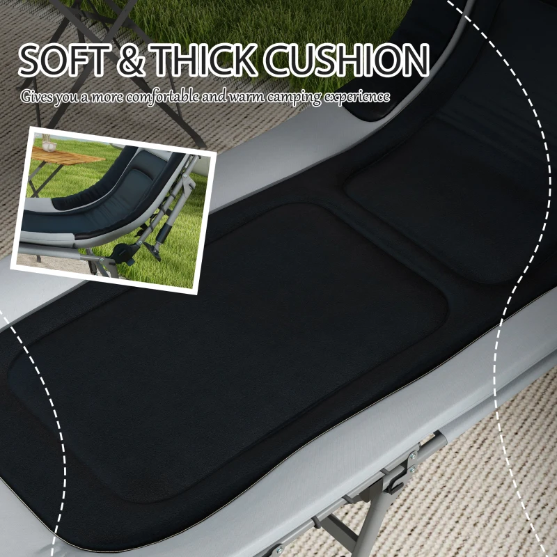 Outsunny Heavy Duty Camping Cot, Folding Bed with Soft Padded Cushion and 180° Adjustable Backrest, 400 lbs. Capacity, Gray