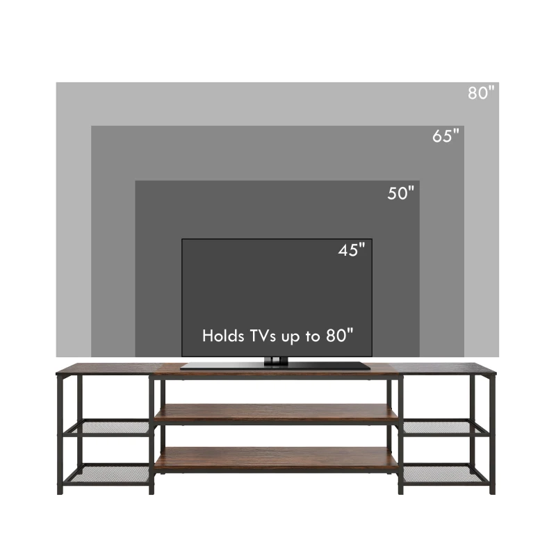 HOMCOM Industrial TV Cabinet, TV Stand for TVs Up to 80" with Storage Shelf and Steel Frame