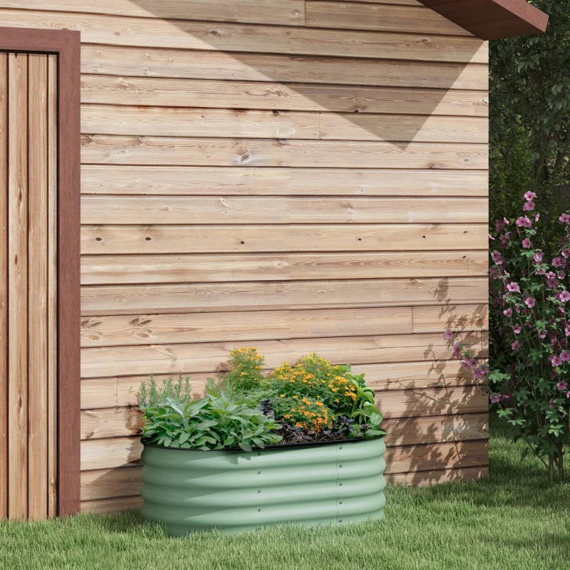 Outsunny 3.4' x 2' x 1.4' Galvanized Raised Garden Bed Kit, Metal Planter Box with Safety Edging, Green