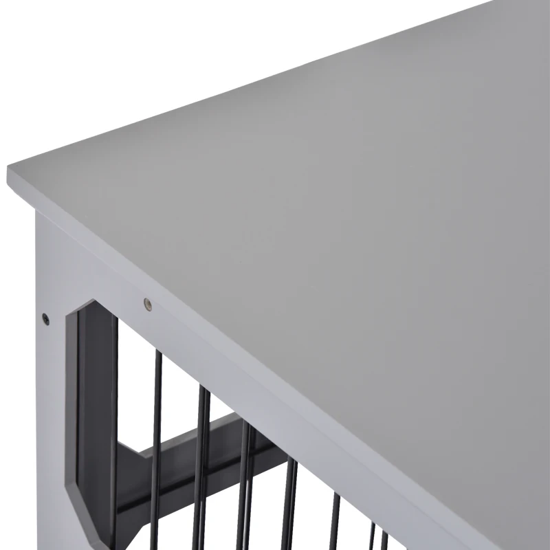 PawHut Dog Crate Furniture Decorative Cage Kennel with Strong Construction Materials & a Classic Americana Style, Grey