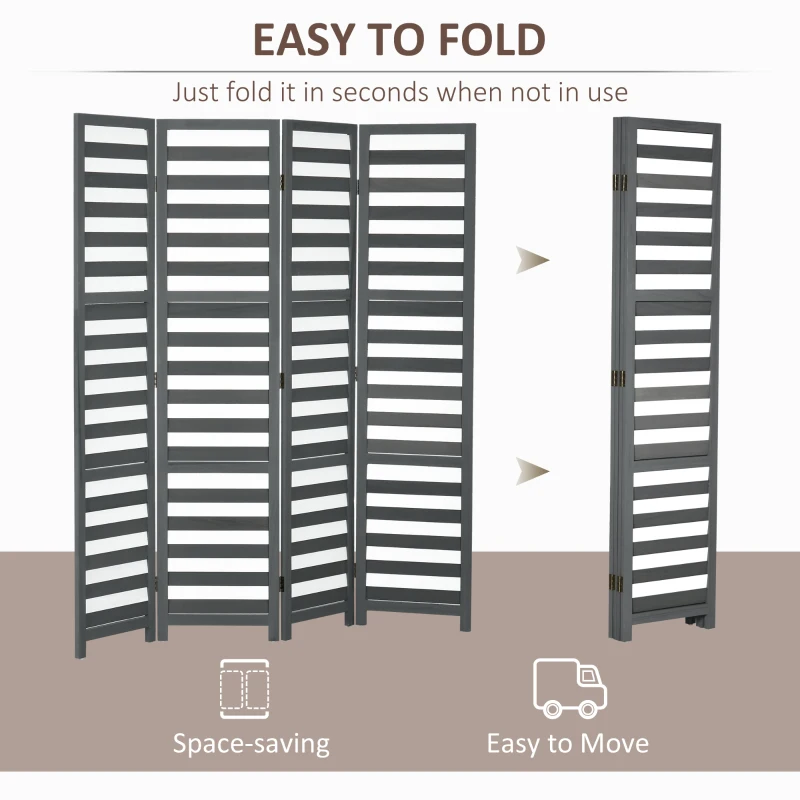 HOMCOM Screen Divider Room Divider Screen with Foldable Design for Indoor Bedroom Office 5.6' White Gray