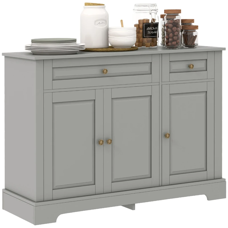 HOMCOM Modern Kitchen Storage Cabinet, Coffee Bar Cabinet with 2 Drawers and Adjustable Shelves for Dining Room