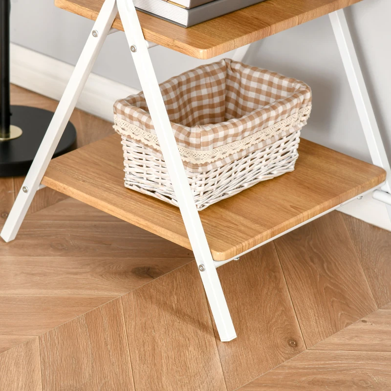 HOMCOM Computer Desk with Storage Shelves, Writing Desk for Home Office, Study Workstation, Natural