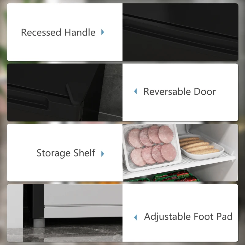 HOMCOM Upright Freezer, 3 Cu.Ft Mini Freezer with Reversible Single Door, Adjustable Thermostat for Home, Dorm, Black