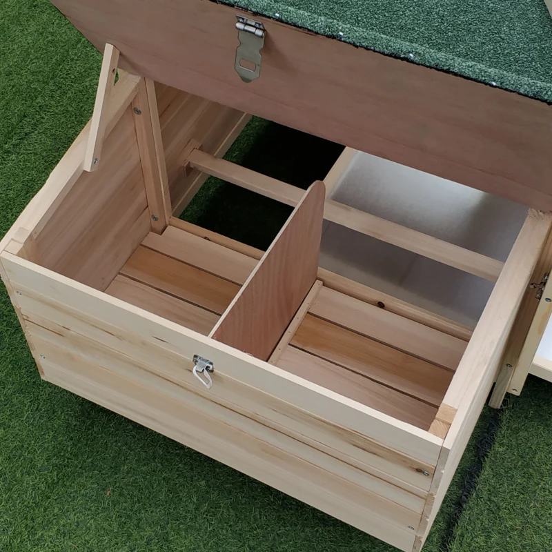 PawHut 77" Wooden Chicken Coop with Nesting Box, Cute Outdoor Hen House with Removable Tray, Ramp Run, for Garden Backyard, Natural