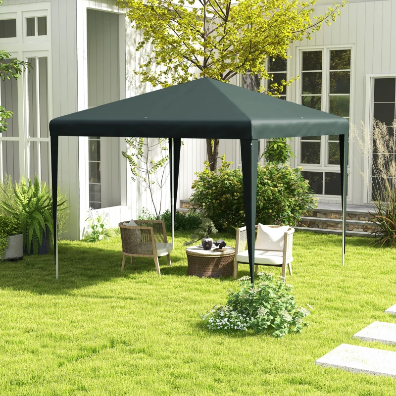Outsunny 9' x 9' Portable Canopy Party Tent Gazebo Outdoor Sunshade for Weddings Parties with Dressed Legs, Dark Green