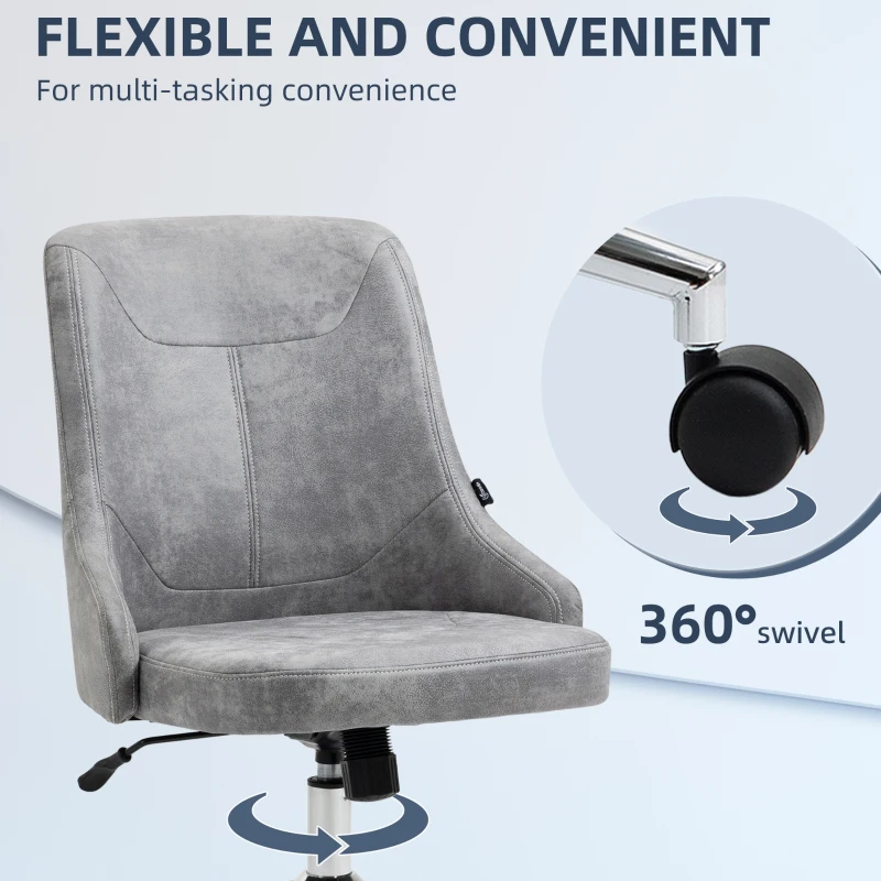 Vinsetto Mid-Back Home Office Chair, Height Adjustable Task Chair with 360 Degree Swivel, Light Grey