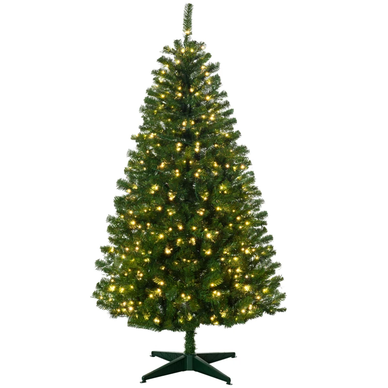 HOMCOM 6' Artificial Prelit Christmas Trees with Warm White or Colorful LED Lights, Auto Open