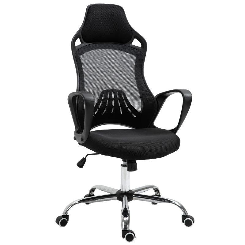 Vinsetto High Back Office Chair Mesh Desk Chair with Adjustable Backrest, Swivel Task Chair with Ergonomic Design Conference Office, Black