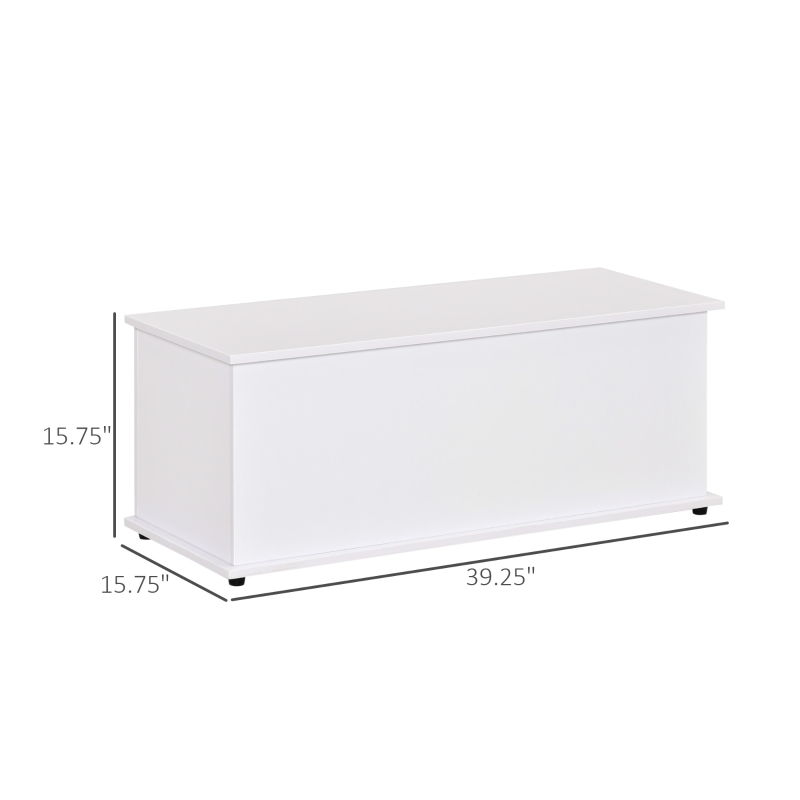 HOMCOM 39.5" Storage Chest with 2 Safety Hinges, Storage Box Organizer with Flip-Top Lid, Entryway Storage Bench, White