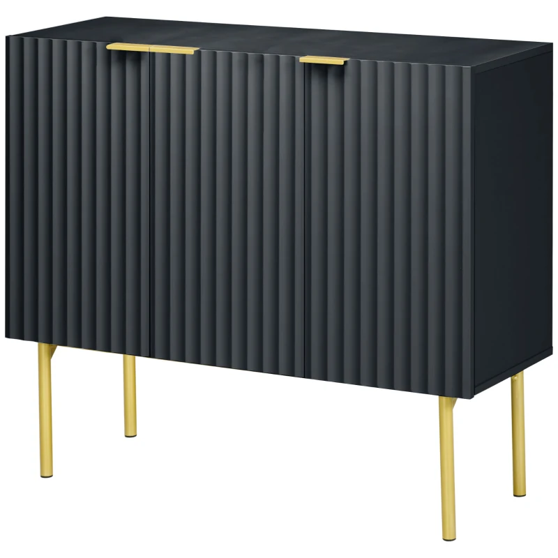HOMCOM Modern Storage Cabinet Sideboard Buffet Cabinet with Gold Legs for Living Room Dining Room Hallway Black