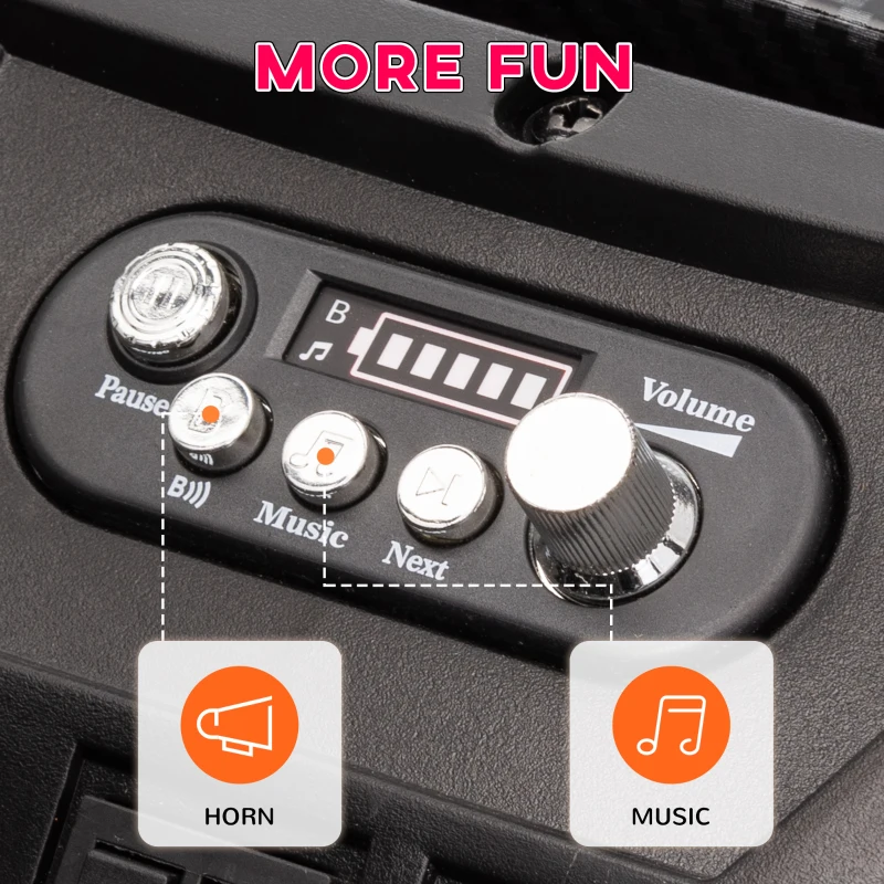 Qaba 2 Seater 24V Electric Car for Kids w/ Remote Control, 3 Speed, LED Lights, Music, Horn, Spring Suspension, Pink