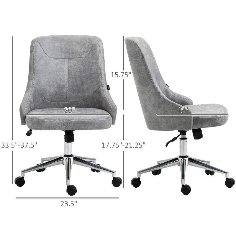 Vinsetto Mid-Back Home Office Chair, Height Adjustable Task Chair with 360 Degree Swivel, Light Grey