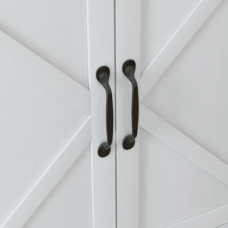 HOMCOM Sideboard Buffet, Storage Cabinet with Barn Door and Adjustable Shelf, TV Stand for TVs up to 65 Inches, White