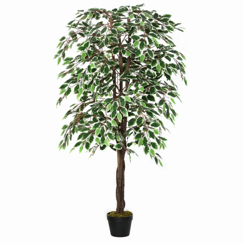 Outsunny 5.3ft Artificial Tree, Indoor Fake Ficus with Pot, for Home Office Living Room Decor