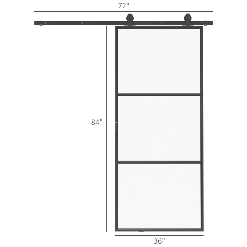 HOMCOM 36" x 84" Sliding Door with Hardware Kit, Handle, & Track, Frosted Tempered Glass Door, Easy Installation