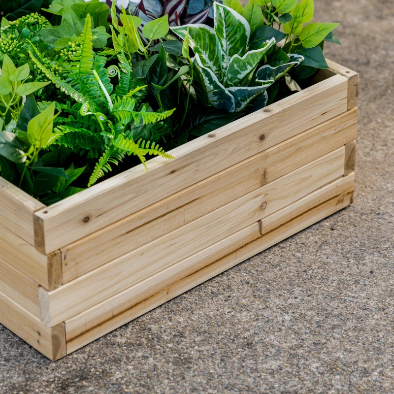 Outsunny 47" x 24" x 9" Raised Garden Bed, Outdoor Wooden Planter Box for Growing Vegetables, Flowers, Fruits, Herbs, and Succulents, Easy Assembly