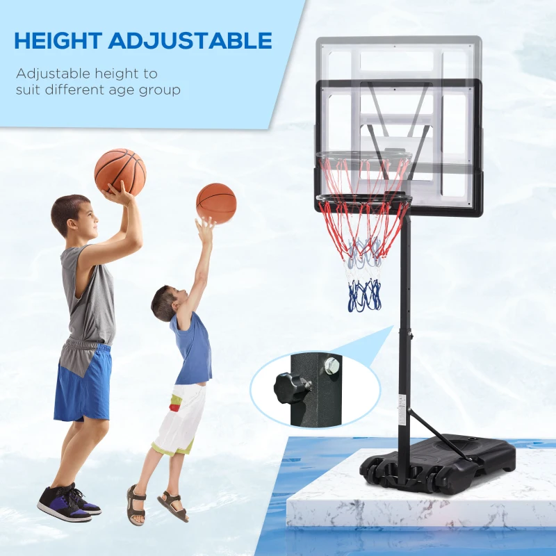 Soozier Portable Basketball Hoop System Stand Goal Pool Side with Height Adjustable 3FT-4FT, 32'' Backboard