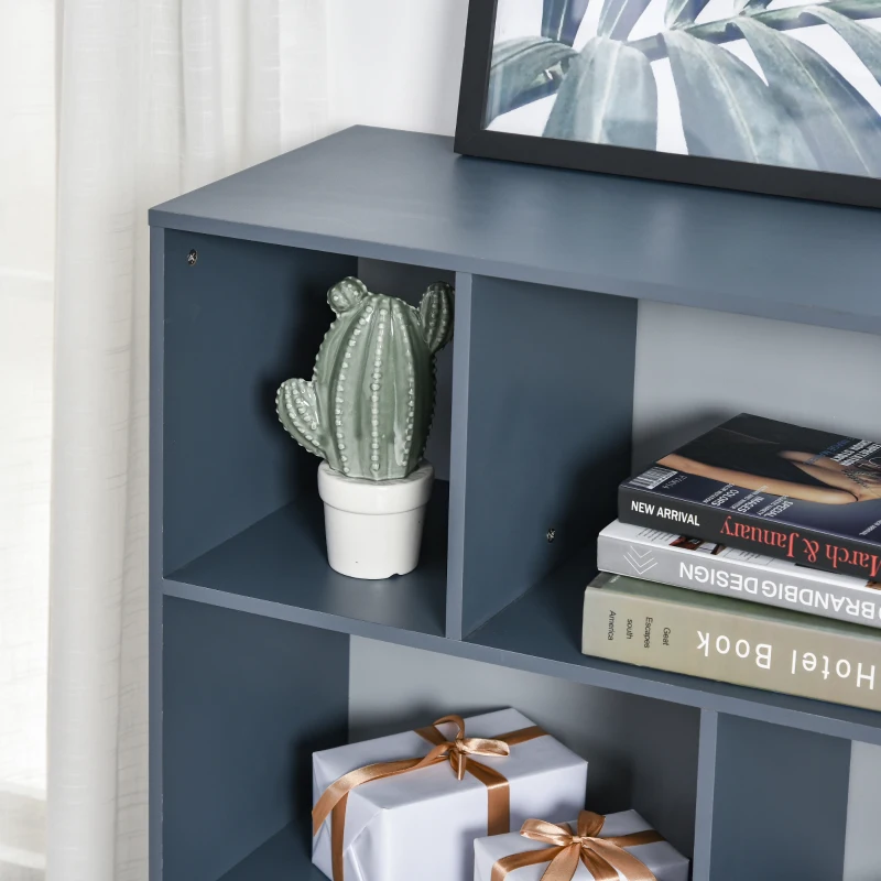 HOMCOM 3-Tier Child Bookcase Open Shelves Cabinet Floor Standing Cube Storage Organizer with Drawers - Gray