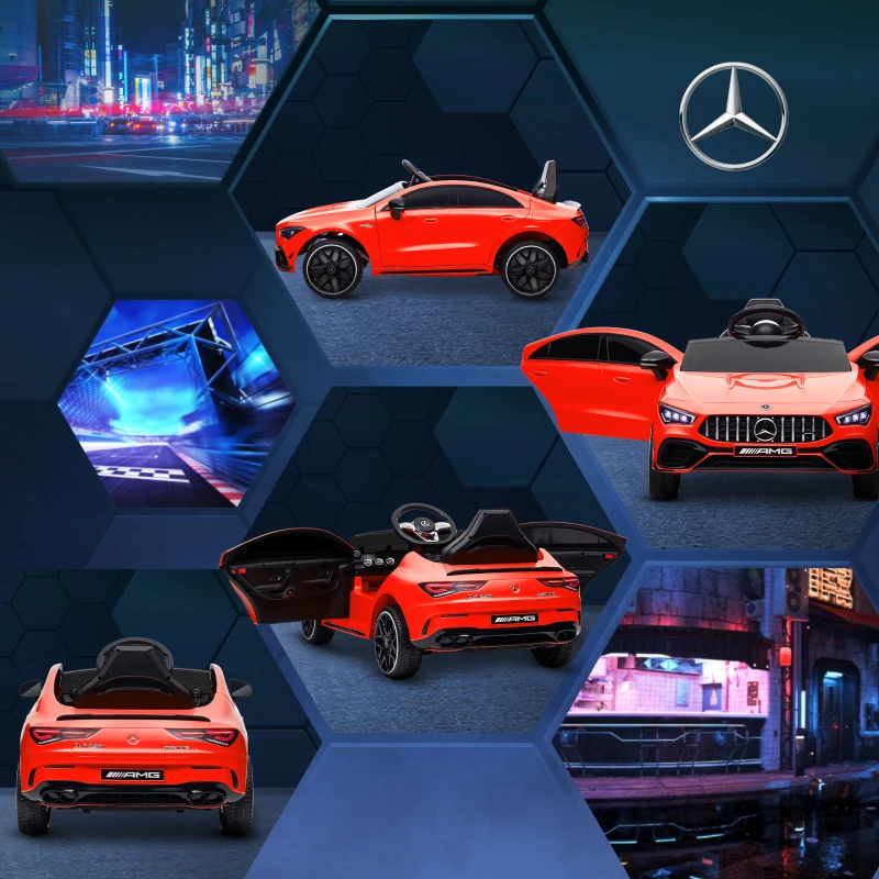 Qaba Mercedes-Benz AMG Licensed 12V Ride on Car, Kids Electric Car with Remote Control, Spring Suspension, LED Lights, Red