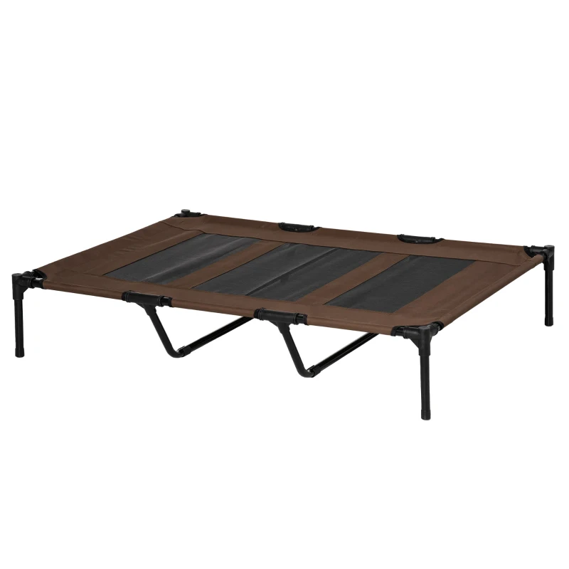 PawHut XL Elevated Dog Bed, Outdoor Raised Dog Bed, Portable Pet Cot w/Carry Bag Metal Frame Breathable Mesh Indoor and Outdoor Tan