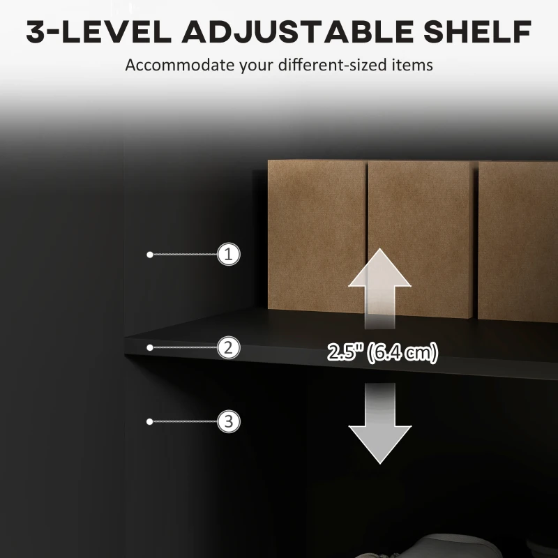 HOMCOM Modern Kitchen Storage Cabinet, Sideboard Buffet Cabinet with Adjustable Shelves for Hallway, Black