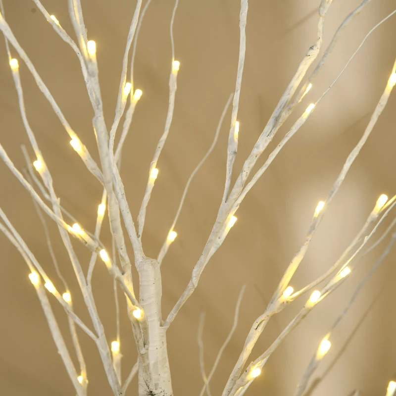 HOMCOM 5 ft Artificial Birch Tree Light with Pre-Lit LED Light for Home Party, Indoor and Covered Outdoor Use