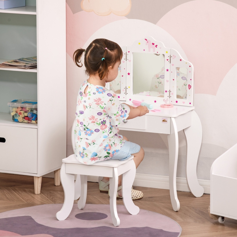 Makeup Table With Mirror Little Girls Wooden Dressing Table Little