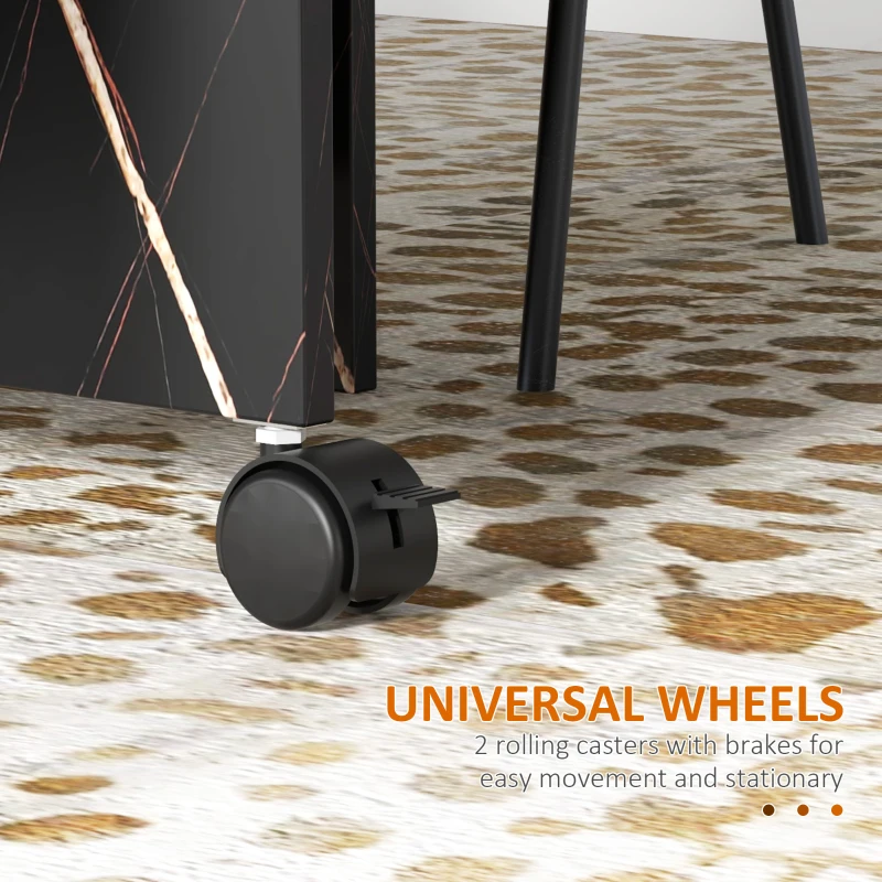 HOMCOM Foldable Dining Table, Drop Leaf Folding Side Table Console Writing Desk with 2 Wheels for Kitchen, Dining Room