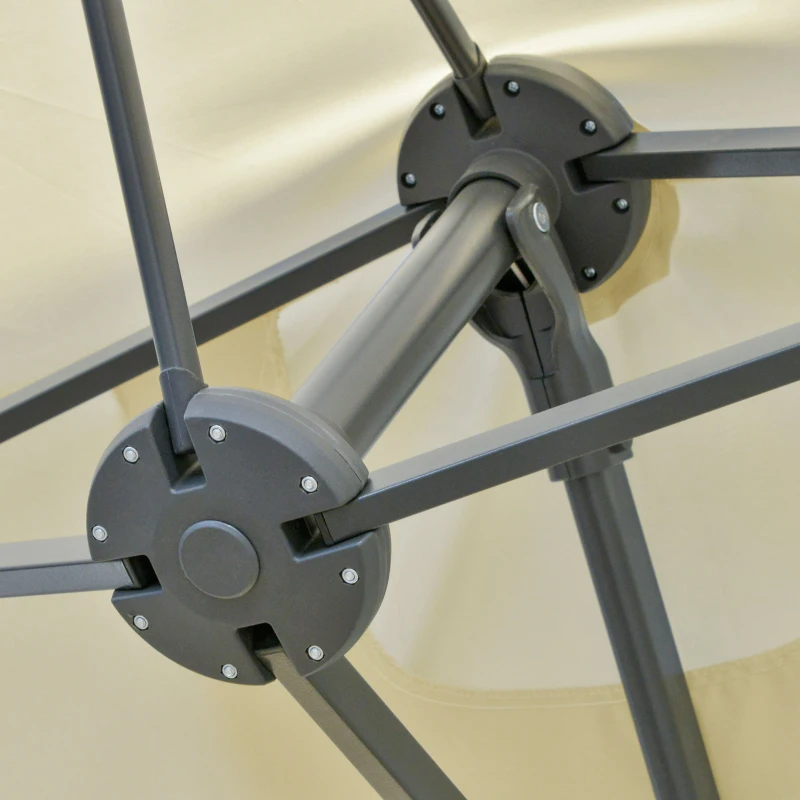 Outsunny 14ft Patio Umbrella Double-Sided Outdoor Market Extra Large Umbrella with Crank, Cross Base for Deck, Lawn, Backyard and Pool, Off-White