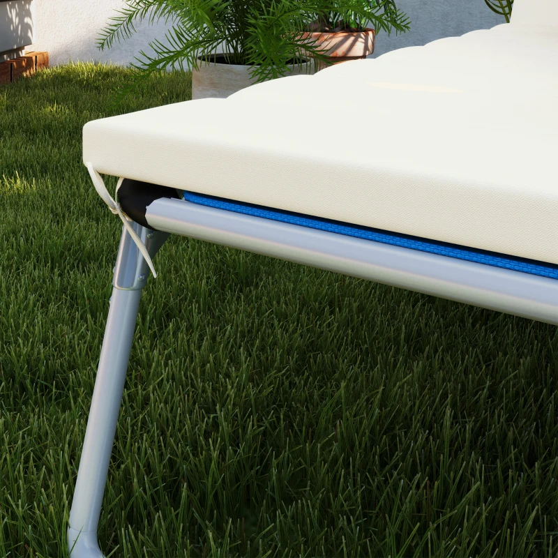 Outsunny Foldable Chaise Lounge Cushion Set of 2, Outdoor Lounge Chair Cushion Set, UPF50+ 230gsm Olefin, 80" x 26" Cream White