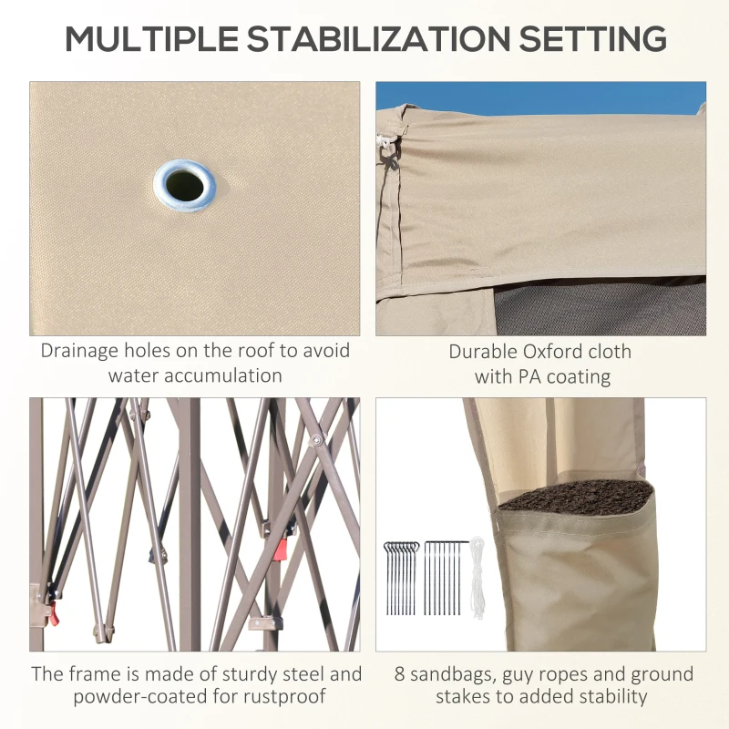 Outsunny 13' x 10' Pop Up Gazebo, Octagon Canopy Tent with Zippered Mesh Sidewalls, Weight Bags, Height Adjustable and Carrying Bag, Event Tent for Patio Garden Backyard, Beige