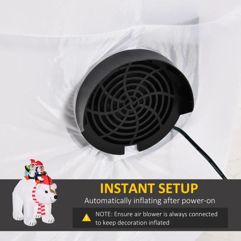 HOMCOM 7ft Christmas Decoration with Polar Bear and Two Penguins Inflatable Santa Decor Easy Set-Up Blow UP Decoration for Holiday Yard
