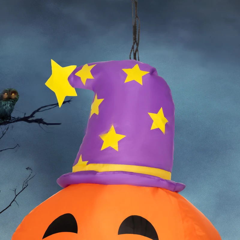 Outsunny 3.4ft Inflatable Halloween Window Sticker Ghost with Orange Face, Blow Up LED  Display for Garden Indoor Outdoor