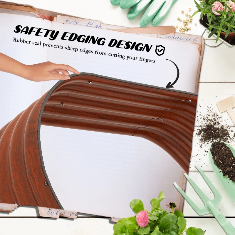 Outsunny 3-Tier Raised Garden Bed Set w/ Safety Edging, Open Bottom for Vegetables, Herbs, Flowers, 62.25" x 43" x 32.25", Brown